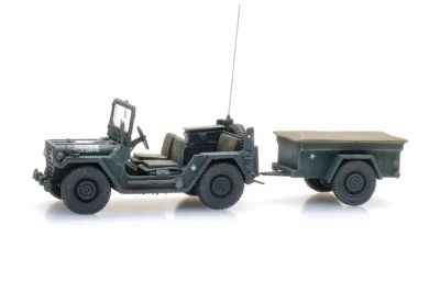Artitec 6870569: US M151 jeep + M416 trailer Forest green