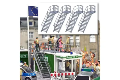 Busch 7758: 4-tlg. Set: H0 Mini-Set Metalltreppen