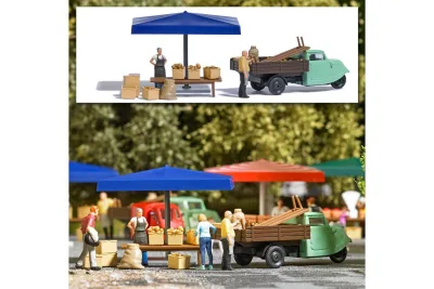 Busch 7914: H0 Action-Set Marktstand Kartoffeln