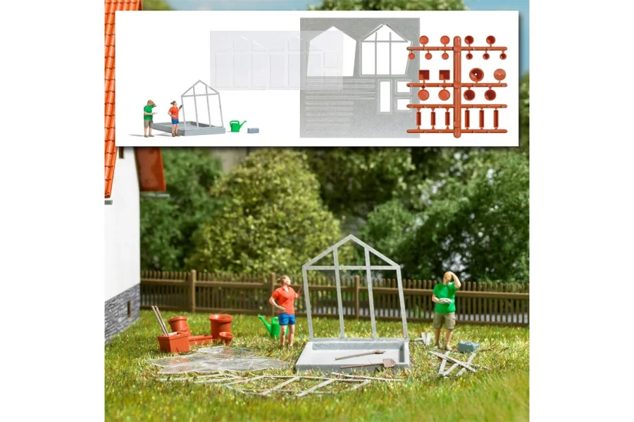H0 Action-Set Gewächshausaufbau