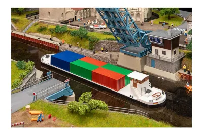 Faller 131013: H0 riviervrachtschip met containers