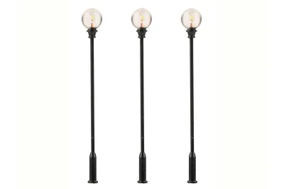 Faller 180113: H0 Farolas de parque LED, farola de bola, blanco cálido, x3