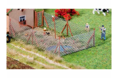 Faller 180414: H0 Maschendrahtzaun mit Holzpfosten 340mm