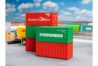 Faller 182051: 5-tlg. Set: H0 Containerset 20ft Hamburg Süd Evergreen