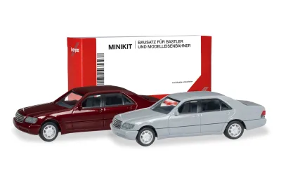 Herpa 012751-004: Herpa MiniKit: Mercedes-Benz S-Klasse W140, dunkelrot und grau
