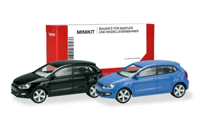 Herpa 014366: Herpa MiniKit: Volkswagen (VW) Polo 5-door (2014), cornflower blue and black