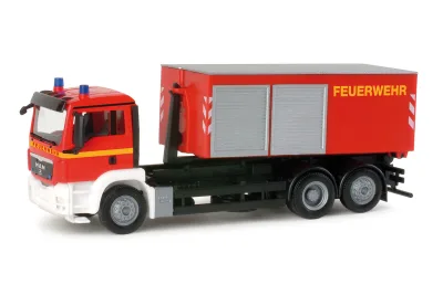 Herpa 048316: MAN TGS M Abrollcontainer-LKW "Feuerwehr"