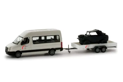 Herpa 049061: VW Crafter Bus mit Anhänger und VW Schwimmwagen