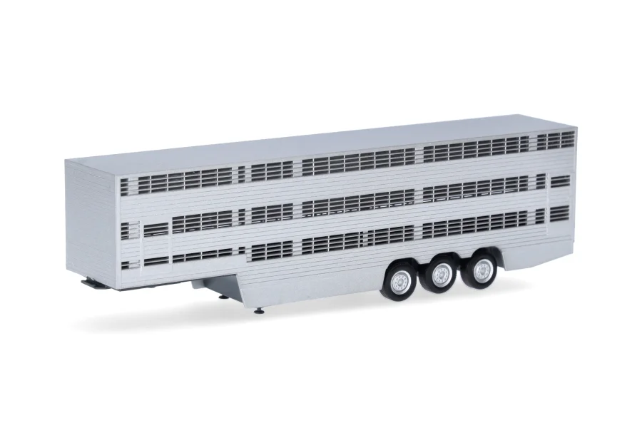 Viehtransporterauflieger 3achs, silber lackiert - Chassis schwarz