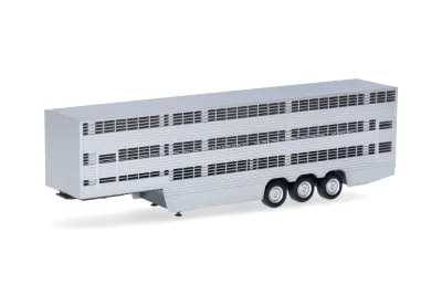 Herpa 076333-003: Viehtransporterauflieger 3achs, silber lackiert - Chassis schwarz