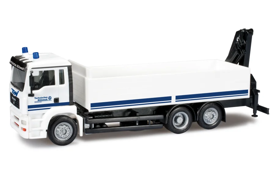 MAN TGA M Pritschen-LKW mit Ladekran "THW Rot"