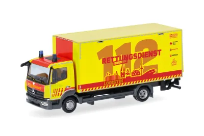 Herpa 099448: Mercedes-Benz Atego '13 Koffer-LKW mit Ladebordwand "Rettungsdienst Feuerwehr Bremen - Logistik"