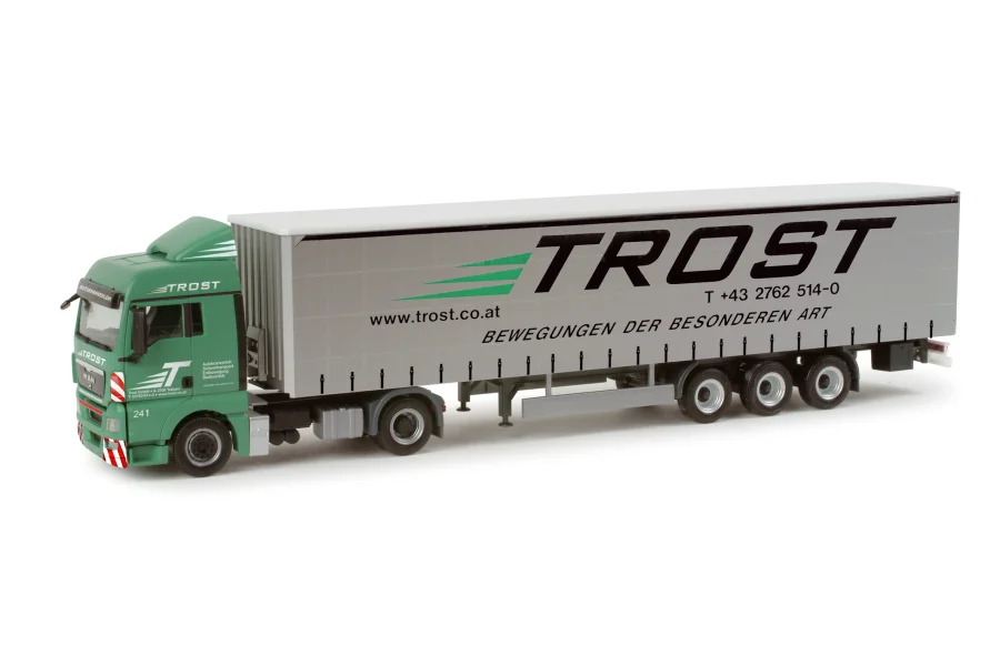 MAN TGX XLX Gardinenplanen-Sattelzug "Trost"