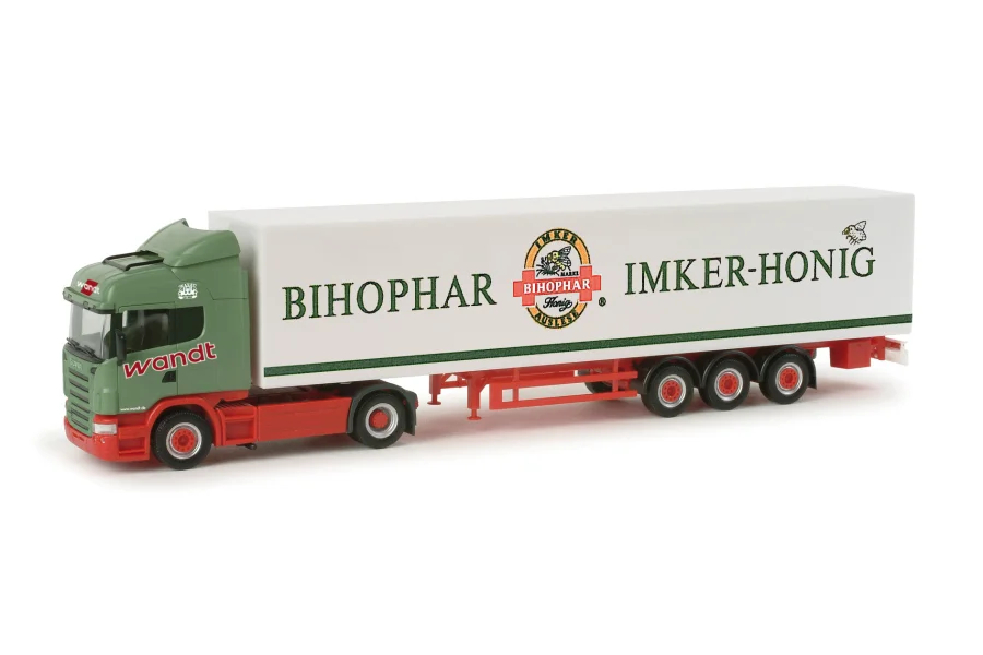 Scania R TL Koffer-Sattelzug "Wandt / Bihophar"