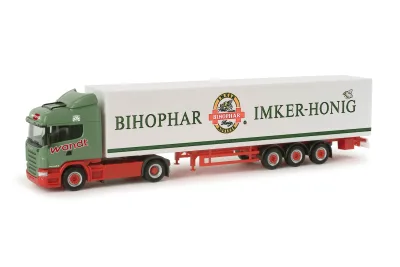 Herpa 156622: Scania R TL Koffer-Sattelzug "Wandt / Bihophar"