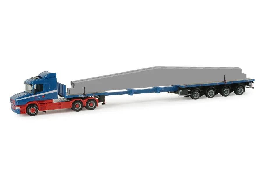Scania Hauber Teletrailer-Sattelzug mit Betonträger