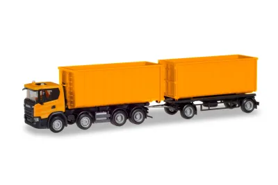 Herpa 309950: Scania CG 17 8x4 Abrollmulden-Hängerzug