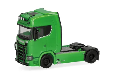 Herpa 310116-006: Scania CS 20 Hochdach Zugmaschine mit Lampenbügel und Rammschutz 2achs, grün