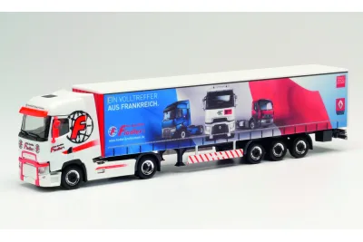 Herpa 311069: Renault T Gardinenplanen-Sattzelzug "Fiedler Transporte"