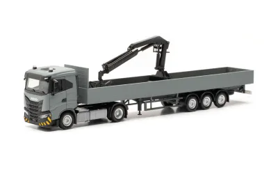 Herpa 316415: Iveco S-Way ND Pritschen-Sattelzug mit Ladekran