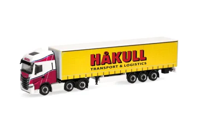 Herpa 320757: Iveco S-Way Gardinenplanen-Sattelzug "Hakull"