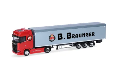 Herpa 321136: Scania CS 20 Hochdach Schubboden-Sattelzug "Braunger"
