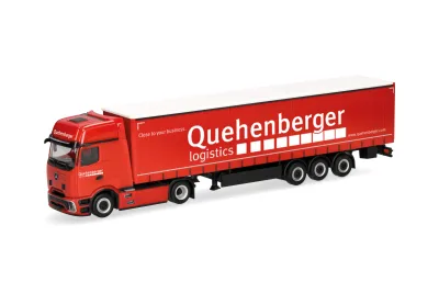 Herpa 321334: Mercedes-Benz Actros L ProCabin Gigaspace Gardinenplanen-Sattelzug "Quehenberger"