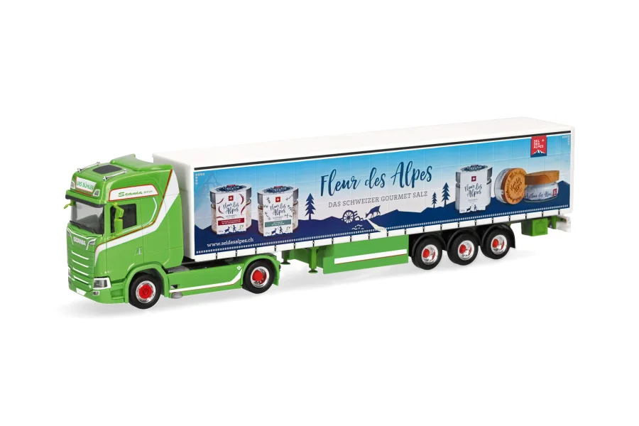 Scania CS 20 Hochdach Gardinenplanen-Sattelzug "Urs Bühler - Fleur des Alpes", Schweiz