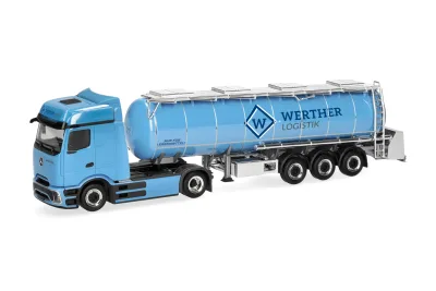 Herpa 321778: H0 Nákladní automobil Mercedes eActros 600 ProCabin Bigspace cisternový návěs na potraviny, Spedition Werther