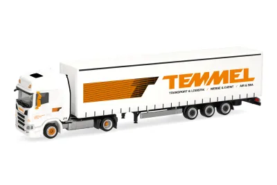 Herpa 321792: H0 LKW Scania CR 20 Hochdach Lowlinergardinenplanen-Sattelzug Temmel Natascha Stoni