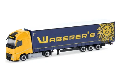 Herpa 321808: H0 LKW Volvo FH Aero Globetrotter XL Lowlinergardinenplanen-Sattelzug Waberers