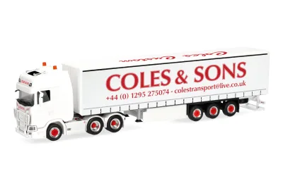 Herpa 321815: H0 LKW Scania CS 20 Hochdach Gardinenplanen-Sattelzug Coles & Sons