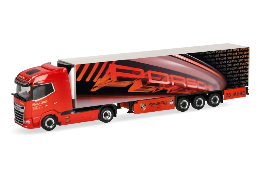 H0 LKW DAF XG Kühlkoffer-Sattelzug Spedition Wirtz 25 Jahre Porsche Club Bonn