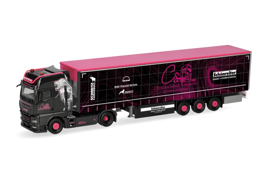 H0 LKW MAN TGX GX Gardinenplanen-Sattelzug Christina Scheib