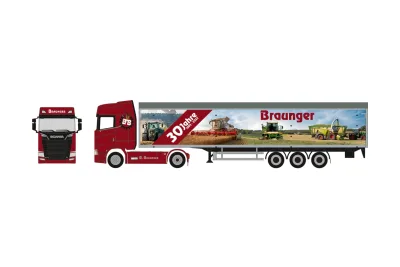 Herpa 927093: H0 LKW Scania CS 20 Hochdach Schubboden-Sattelzug 30 Jahre Braunger Baden-Württemberg Ochsenhause
