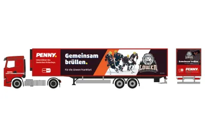 Herpa 962049: H0 LKW Iveco S-Way Kühlkoffer-Sattelzug Penny DEL Löwen Frankfurt