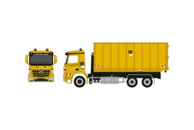 Herpa 962414: H0 LKW Mercedes Arocs M Wechsellader mit Abrollmulde hoch Leonhard Weiss Baden-Württemberg Sattel