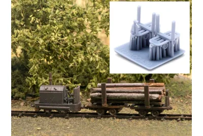 Modellbahn Union H0-A00430: H0 tábori vasúti csillék rönkszállításhoz, 2x