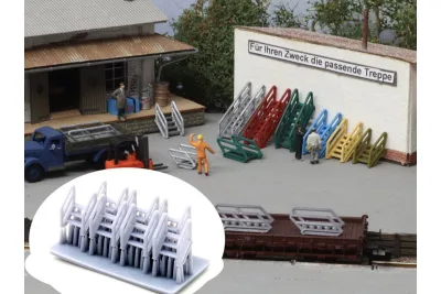 Modellbahn Union H0-A00439: H0 Stahltreppe 3 Stufen 7x