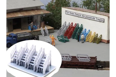 Modellbahn Union H0-A00440: H0 Stahltreppe 4 Stufen 7x