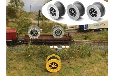 Modellbahn Union H0-A50045: H0 Stahlkabeltrommeln Gr. XL 3x