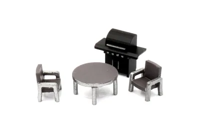 Modellbahn Union H0-A50224: H0 BBQ Grill mit Tisch und 2 Stühlen