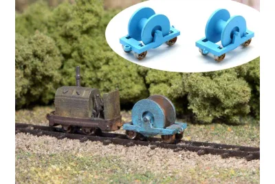 Modellbahn Union H0-A50378: H0 vagonetas de ferrocarril de campo con bobina de cable, 2x
