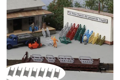 Modellbahn Union H0-A50442: H0 Stahltreppe 6 Stufen 7x