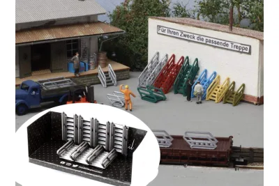 Modellbahn Union H0-A50443: H0 Stahltreppe 7 Stufen 7x
