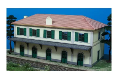Modellbahn Union H0-B00240: H0 Stationsgebäude mit Bahnsteigdach Italien FS