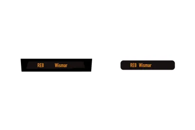 Modellbahn Union H0-T46x36: Set Zugzielanzeige RE8 Wismar Desiro HC ODEG