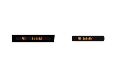 Modellbahn Union H0-T46x38: Set Zugzielanzeige RE8 Berlin Hbf Desiro HC ODEG