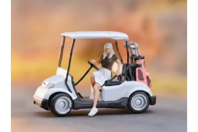 Modellbahn Union H0-W92126D: Set di figure H0: golfista su un golf cart