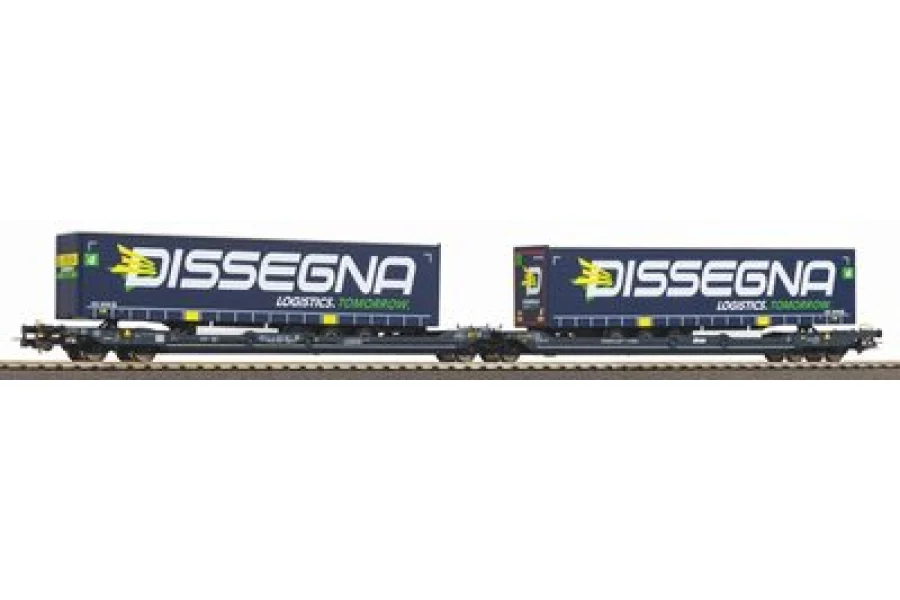 Zakkenwagen T3000e Cemat met 2 "Dissegna" trailers SBB VI